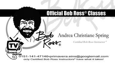 Offizielle Vistenkarte der Künstlerin Andrea Christiane Spring als Mallehrerin für die Bob Ross® Landschaftsmalerei