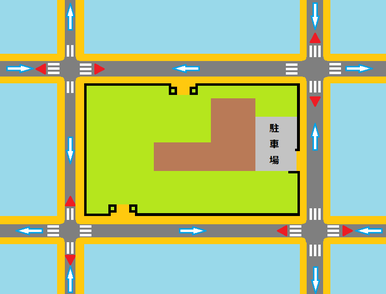 小学校周辺道路のクルドサック化の例