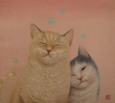 「やすらぎ」アクリル、色鉛筆　24.3×27.4ｃｍ