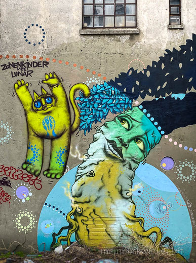 Graffiti Hamburg Gängeviertel Wandmalerei Farben Katze