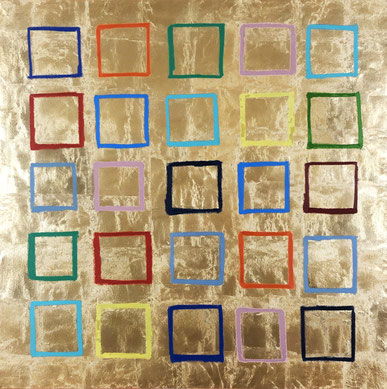 Joel Grossman, "Multiverse #8," 2019, oil and gold-leaf on canvas, 40 x 40 inches - SOLD