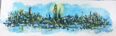 Triana en Nueva York 22,5 x 7 cm - acuarela