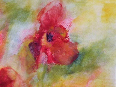 Rote Blüte - gemalt mit Pflanzenfarben