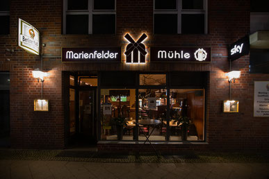 Die Gaststätte "Marienfelder Mühle" in Berlin-Mariendorf.