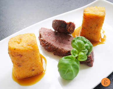 Rosa Entenbrust / Polentawürfel / Orangensauce