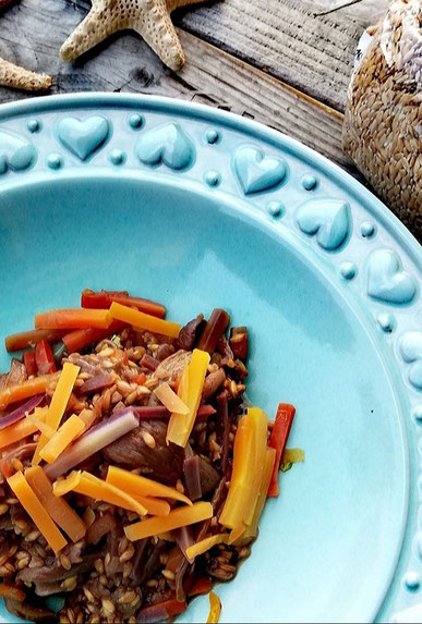 "Einkornotto" mit Steinpilzen und farbigen Karotten🥕