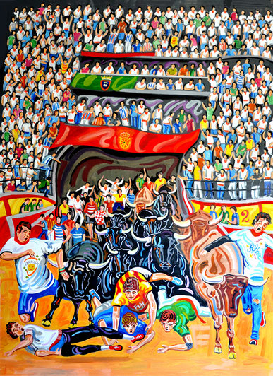 SAN FERMIN 3 (PAMPLONA). Acuarela sobre papel prensado. 130 x 97 x 1 cm.