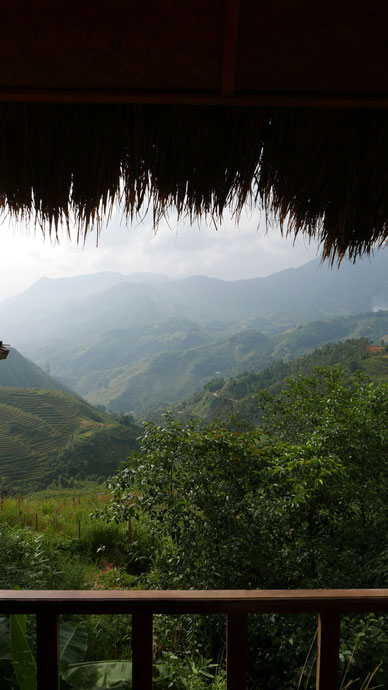 Blick auf die Reisfelder vom Hotel Sapa Eco Home