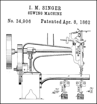 For sewing some kinds of work such, for example, as boot-legs, it is necessary to sew seam both longitudinally and crosswise. Patented in England, May 9, 1861