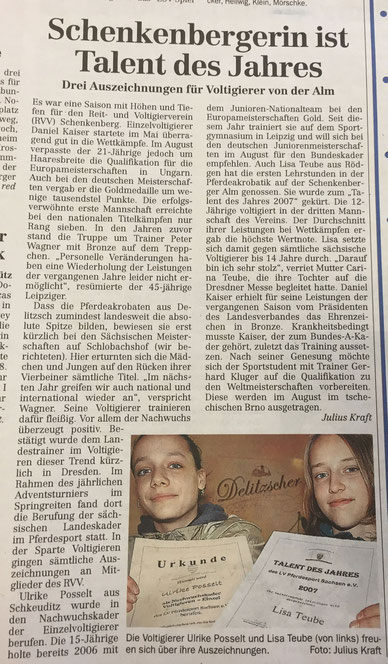 Veröffentlicht mit freundlicher Genehmigung. Quelle: Leipziger Volkszeitung vom 26. November 2007 | Regionalausgabe "Delitzsch-Eilenburg" | Seite 23