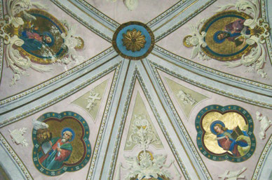 Luri - Eglise Saint Pierre - Le Tétramorphe - décor peint de Gaetano Leoni peintre bastiais d'origine italienne établi à Luri (1856-1924)