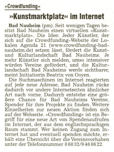 Kunstmarktplatz im Internet, WZ 24.10.2013 - Die RICHTIGE Telefonnummer lautet: 06032 35634