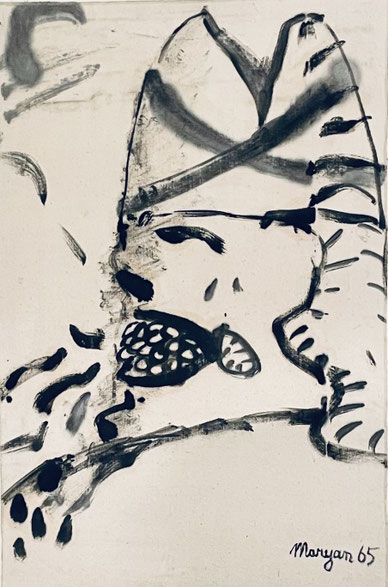 TECHNIQUE MIXTE SUR TOILE, SIGNÉE ET DATÉE 1965 ETIQUETTE AU DOS DE LA GALERIE DE FRANCE expose à la galerie Agnès thiébault, paris