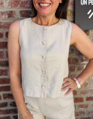 VÊTEMENTS FEMME TOP EN LIN BEIGE CHARLIOR