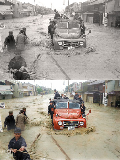 1964（昭和39）年7月18日、金沢市小坂町の旧国道8号