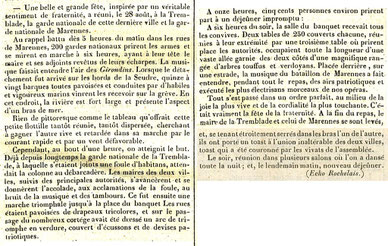 Article du 5 septembre 1848 Fête La Tremblade-Marennes