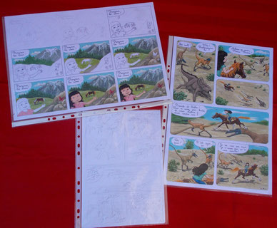 Planches originales de BD. BD jeunesse, les aventures de Julie et Beau Prince