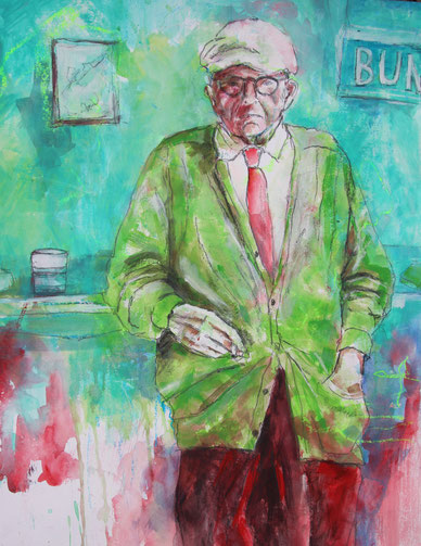 Hockney macht Pause  35  x  50  Aquarell, Jaxon  ( verkauft )
