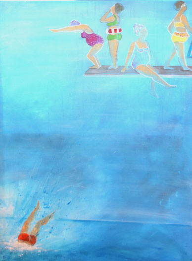 Badevergnügen    60  x  90  Acryl, Bleistift  ( verkauft )