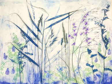 Akkela Dienstbier: Blauwiese, 2024, Mixed Media