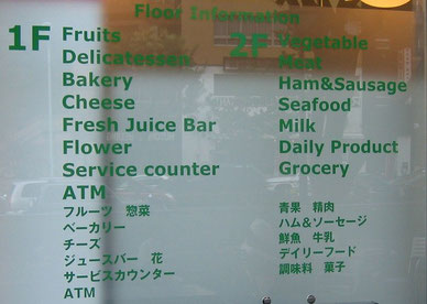 スーパーの売り場案内(東京 六本木)