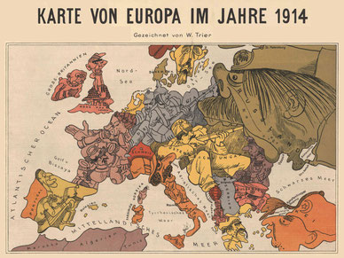 Mapa satíric d'Europa durant la Primera Guerra Mundial