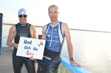 Rolf Schröder und Detlef Meinert vorm Start am Müggelsee.