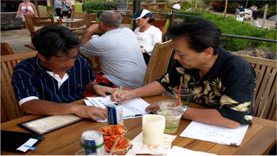 福島孝徳先生との留学時の写真　症例検討の時に写真