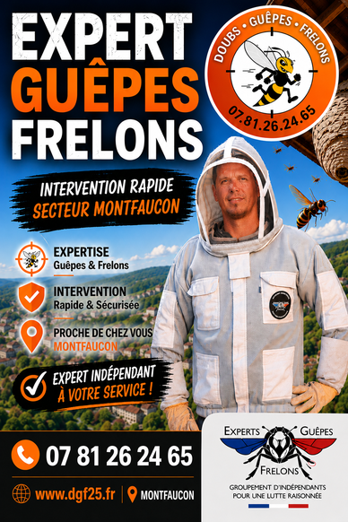 Destruction de nid de guêpes et frelons à Montfaucon dans le Doubs.