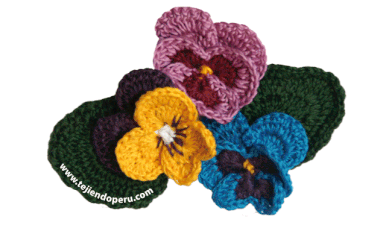 Como tejer una flor de pensamientos (pansy flower) a crochet