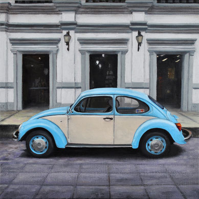 Scott Duce, "Vocho Viejo #3," 2016, oil on panel, 8 x 8 inches, SOLD