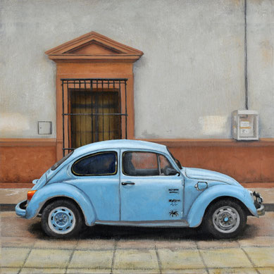 Scott Duce, "Vocho Viejo #10," 2017, oil on panel, 8 x 8 inches, SOLD