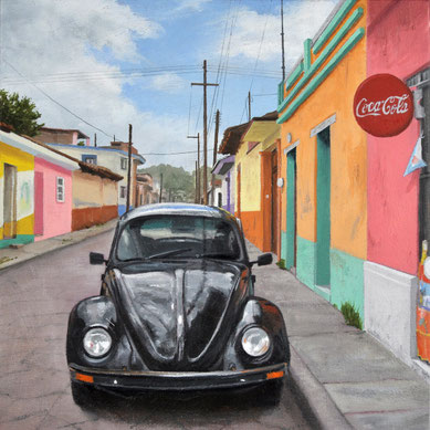 Scott Duce, "Vocho Viejo #13," 2016, oil on panel, 8 x 8 inches, SOLD
