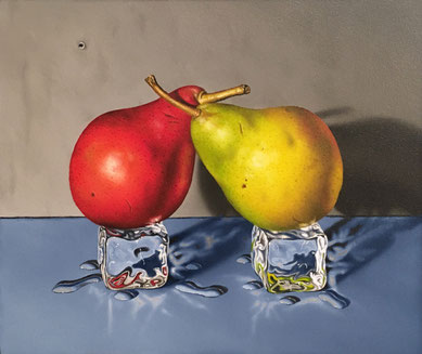 Otto Duecker, "Skating Partners," 2016, oil on panel, 8 x 9 inches, contact for price