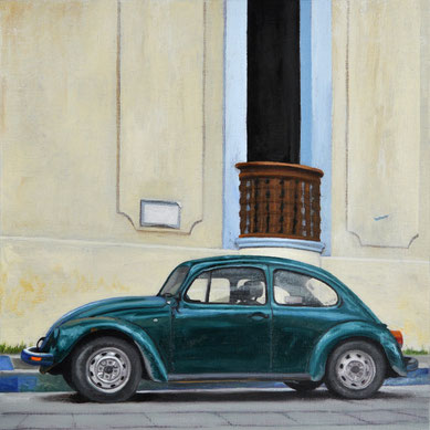 Scott Duce, "Vocho Viejo #8," 2016, oil on panel, 8 x 8 inches, SOLD