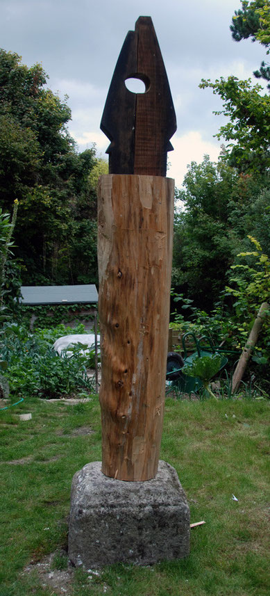 Untitled (2012) (ship's oak timbers, monterey cypress, limestone) 