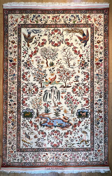 TEHRAN 産  ドザールサイズ WOOL&SILK  草木染　60～70年OLD　とても細かく珍しいテヘランの絨毯です。