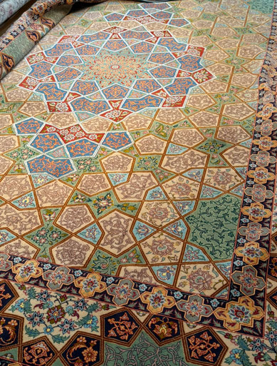 ESFAHAN wool&silk 　2x3　 F・ HAGHIGHI フェイゾッラハギギ工房 60Raj HENDCIヘンデシ（幾何学模様）デザイン