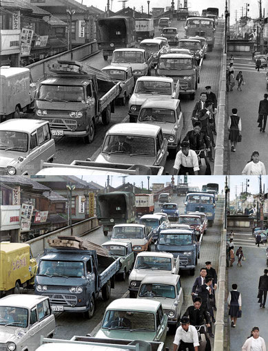 1966（昭和41）年9月、金沢市中橋陸橋