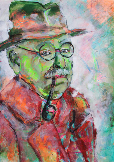 Genussvolles Rauchen  34  x  50   Aquarell, Jaxon, Acrylweiß