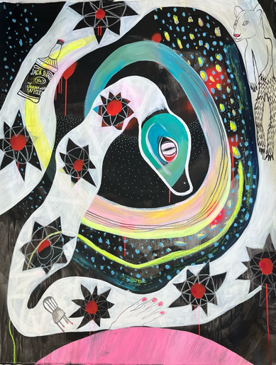 JACK DANIEL´S SNAKE, Acrylic on canvas, 155 x 120 cm, 2024