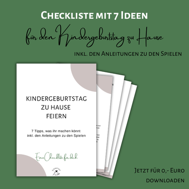 Grafik als Hinweis für eine Checkliste mit 7 Ideen für den Kindergeburtstag zu Hause