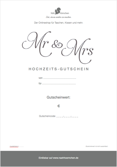 Geschenkgut zum Ausdrucken (PDF) - Motiv „Mr & Mrs“