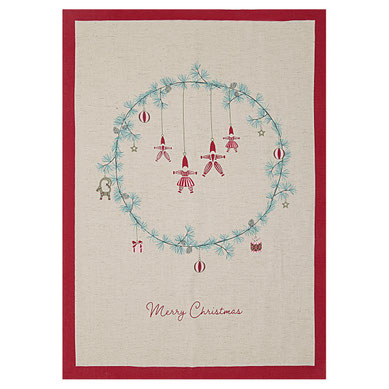 GreenGate Geschirrtuch Merry Christmas in rot und beige