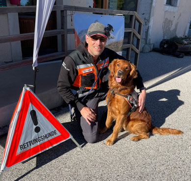 Golden Lining Falco Rettungshund REDOG Flächensuche Mercedes Merkel Arbeitsgolden