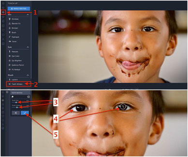 How to whiten teeth and eyes on a photo