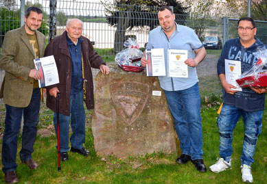 Karl Schwebel / Verband  Hessischer Fischer e.V. , Jubilar Willi Spiehl, 1. Vorsitzender Tobias Trippel, 2. Vorsitzender Uwe Bartusch 