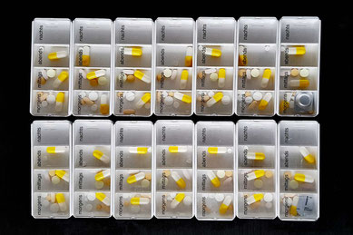 Ration für zwei Wochen: 11-12 Tabletten bzw. 7-8 Wirkstoffe am Tag