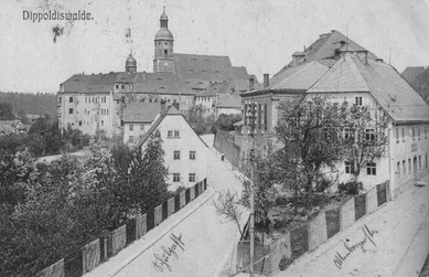 Dippoldiswalde, Ansicht mit Schloss und Kirche, 1913, Archiv W. Thiele