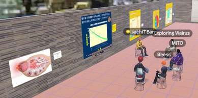 卵巣が衰えるメカニズムを説明するメタバース講習会の風景